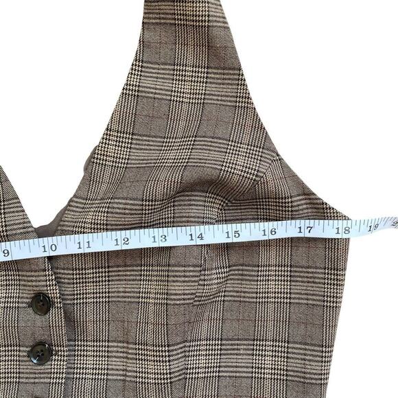 New York & Co Sz 10 Vtg Glen Plaid Twill Fitted Vest Button Front Classic Dressy - Picture 7 of 16